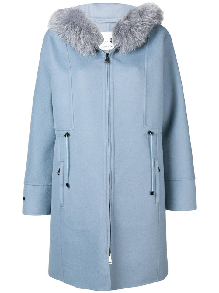 Manzoni 24 Fur Collar Parka - Blue