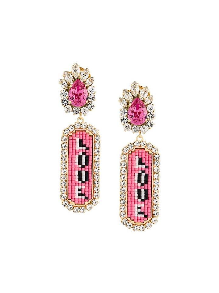Shourouk 'moodz Love' Clip-on Earrings, Women's, Pink/purple