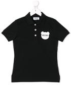 Moschino Kids Teen Logo Patch Short-sleeve Polo Top - Black