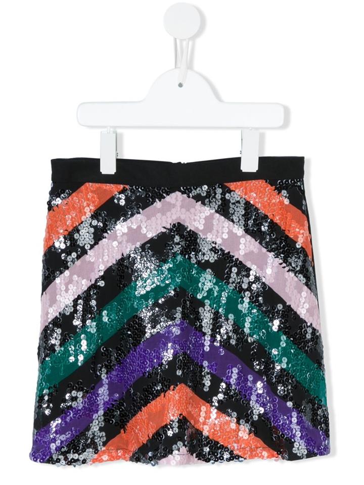 Msgm Kids Chevron Sequined Skirt, Girl's, Size: 12 Yrs