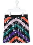 Msgm Kids Chevron Sequined Skirt, Girl's, Size: 12 Yrs