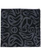 Moschino Peace Sign Scarf, Men's, Black, Wool
