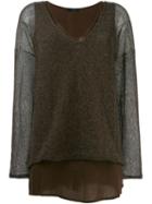 Twin-set Layered Sheer Knit Top, Women's, Size: Large, Grey, Viscose/polyester/metallic Fibre