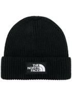 The North Face Logo Patch Ribbed Beanie - Black