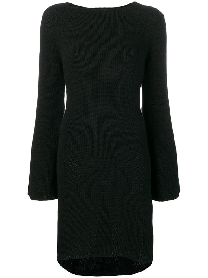 Fine Edge Midi Knit Dress - Black