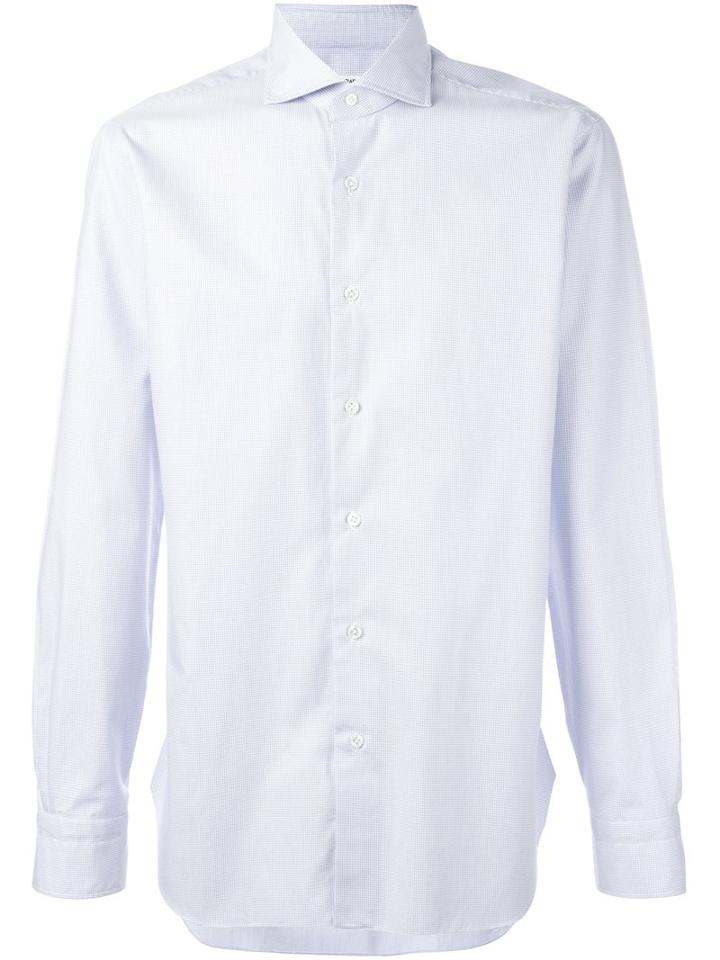 Barba Geometric Print Shirt, Men's, Size: 38, White, Cotton