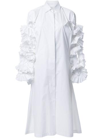 Roberts Wood Ruffle Sleeve Shirt Dress