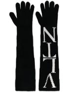 Valentino Valentino Garavani Contrast Logo Knit Gloves - Black