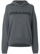 Dsquared2 Logo Embroidered Knitted Hoodie - Grey
