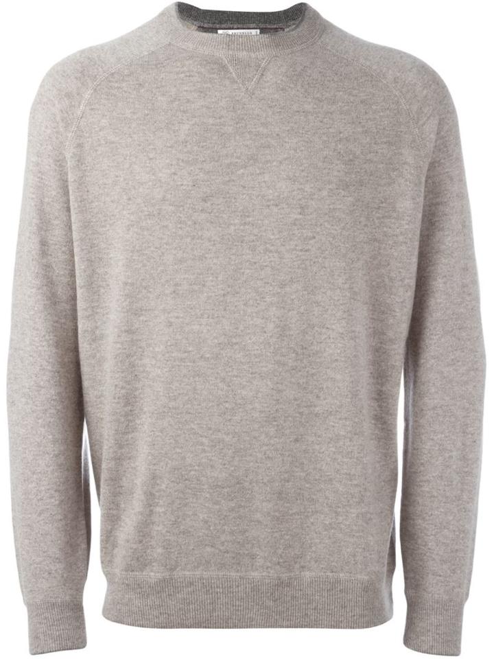 Brunello Cucinelli Cashmere Crew Neck Jumper, Men's, Size: 46, Grey, Cashmere