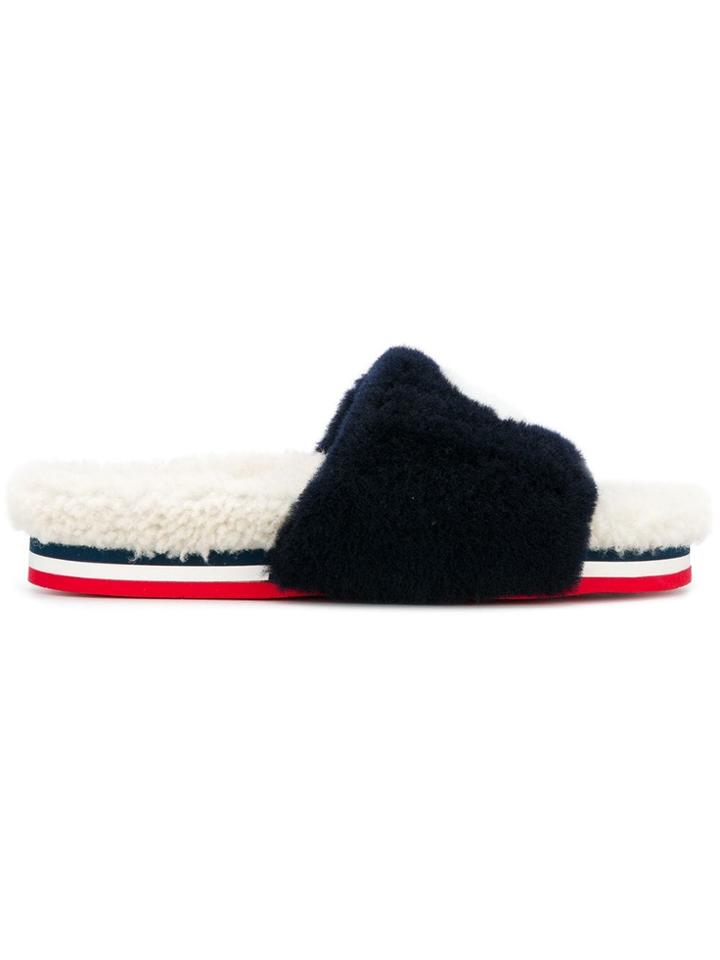Moncler Furry Slippers - Blue