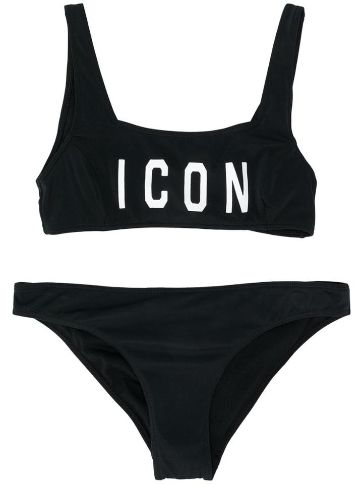 Dsquared2 Kids Icon Scoop Crop Bikini - Black