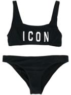 Dsquared2 Kids Icon Scoop Crop Bikini - Black
