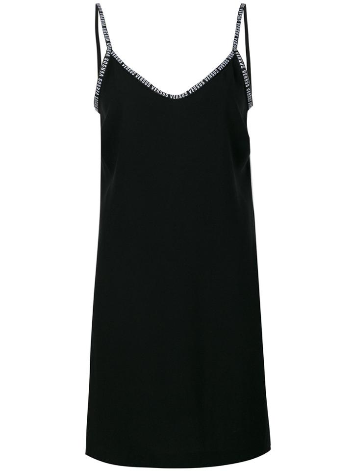 Versus Logo Trim Slip Dress - Black