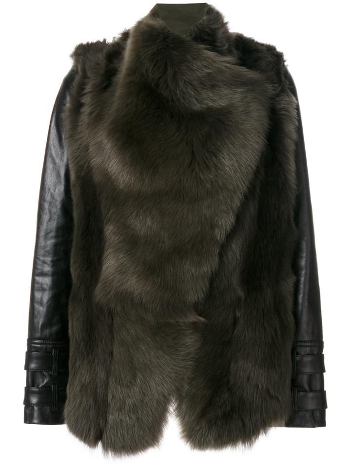 Plein Sud Panelled Fur Jacket - Green