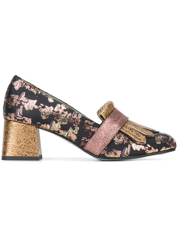 Paola D'arcano Fringed Printed Loafer Pumps