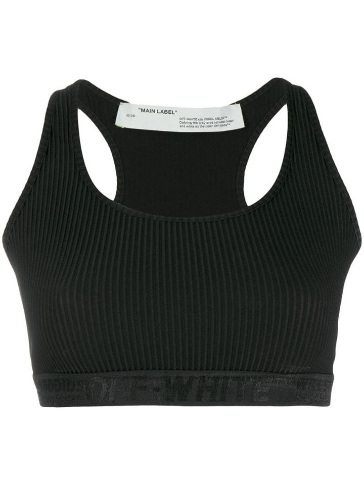 Off-white Rib-knit Crop Top - Black
