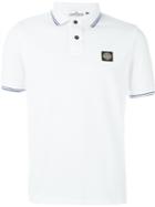 Stone Island Piped Collar Polo Shirt, Men's, Size: Large, White, Cotton/spandex/elastane