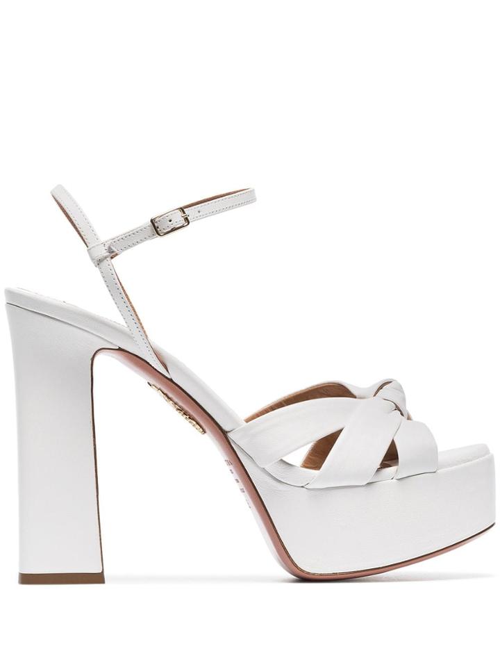 Aquazzura Baba 125 Platform Sandals - White