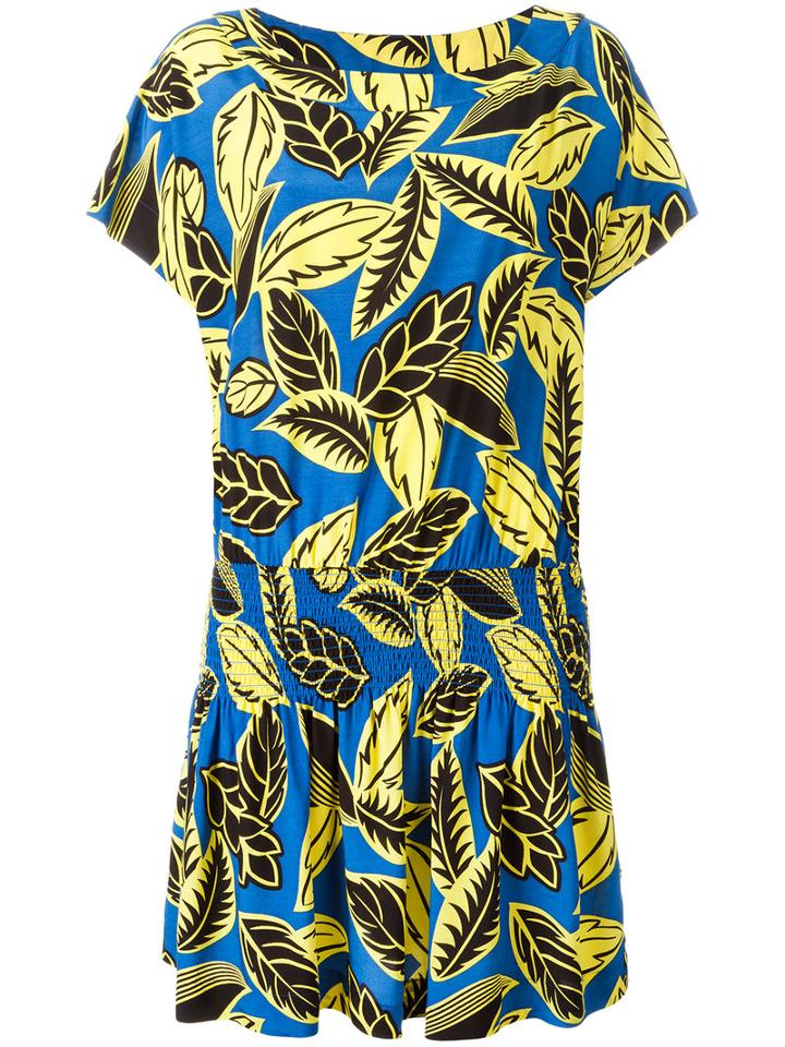 Boutique Moschino Leaves Print Elastic Dress, Women's, Size: 44, Rayon