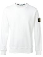 Stone Island Logo Patch Sweatshirt, Men's, Size: Large, White, Cotton
