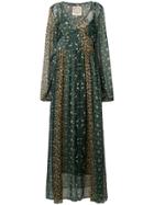 Pink Memories Panelled Floral Print Dress - Green