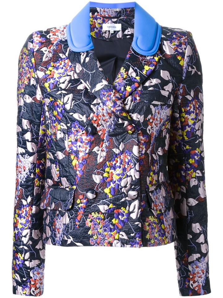 Carven Jacquard Blazer, Women's, Size: 42, Pink/purple, Polyamide/polyester