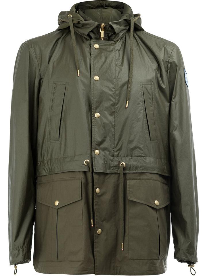 Moncler Gamme Bleu Hooded Field Jacket, Men's, Size: 2, Green, Cotton/polyester/cupro