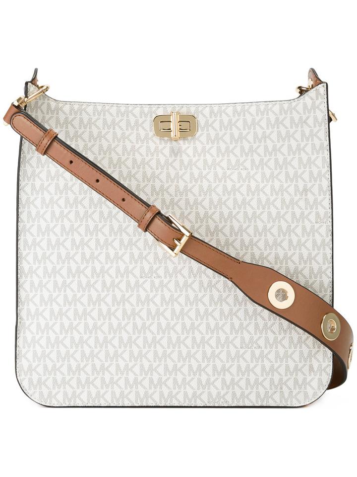 Michael Michael Kors Logo Print Shoulder Bag, Women's, White, Leather