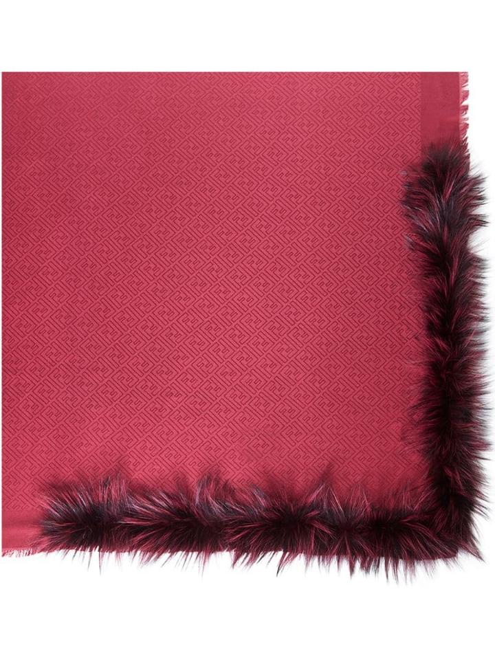 Fendi Fox Fur Trimmed Scarf - Pink