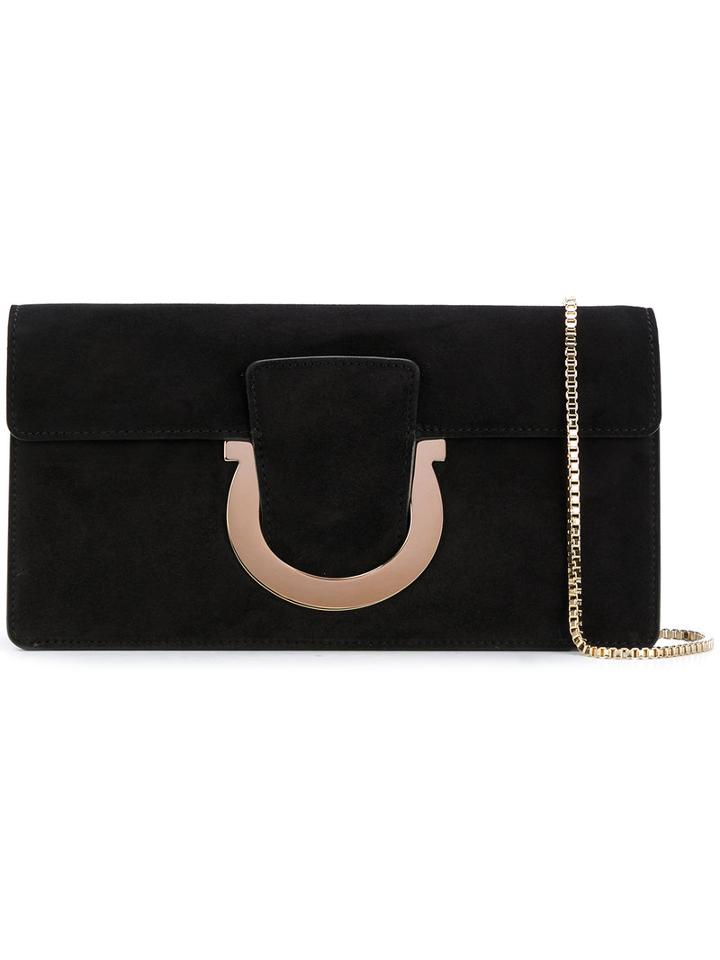 Salvatore Ferragamo - Sangria Clutch - Women - Suede - One Size, Black, Suede