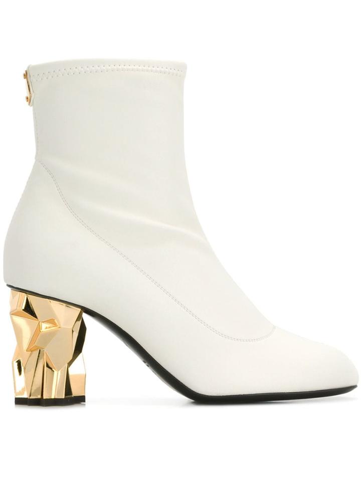 Giuseppe Zanotti Design Gold Heel Ankle Boots - White
