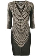 Just Cavalli Printed Ribbed Dress - Black