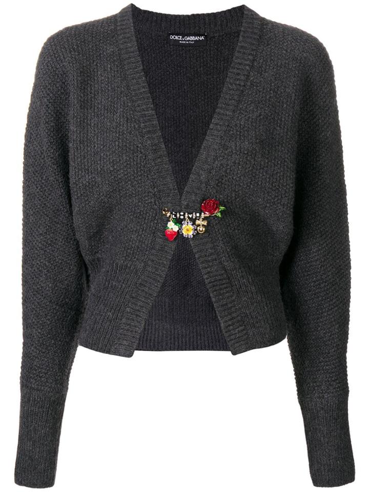 Dolce & Gabbana Brooch Fastened Cardigan - Grey