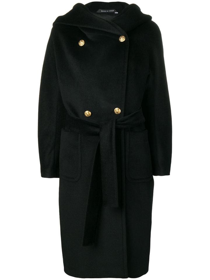 Tagliatore Hooded Midi Coat - Black
