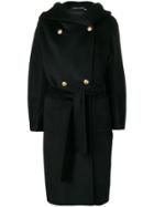 Tagliatore Hooded Midi Coat - Black