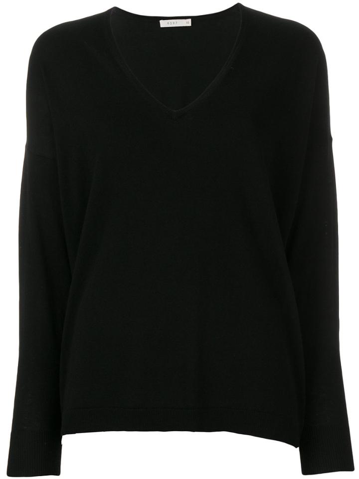 6397 Lightweight V-neck Sweater - Black