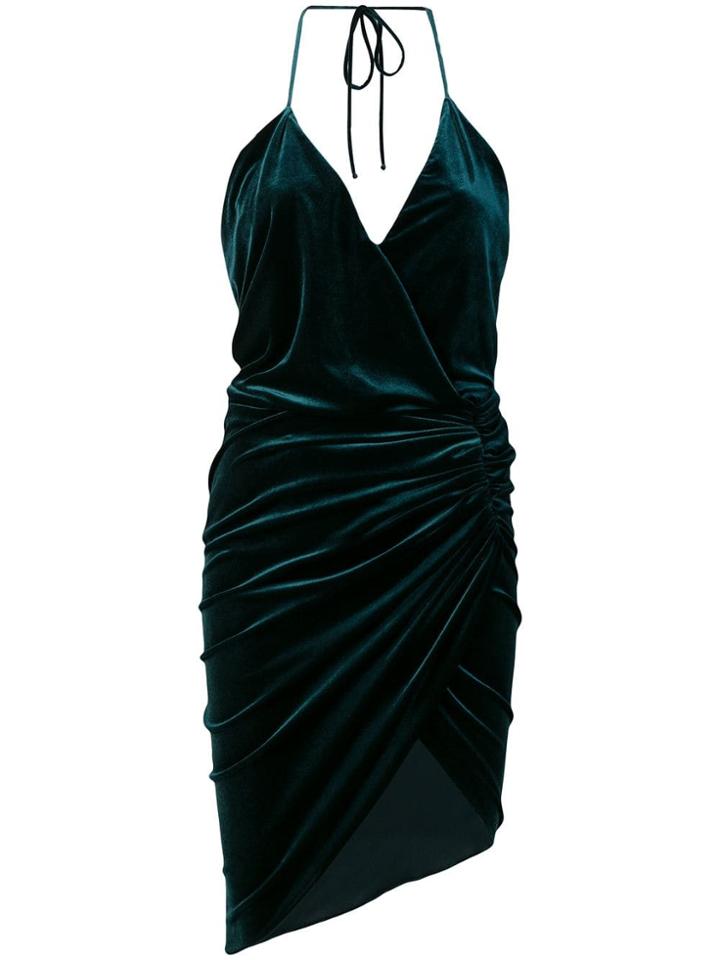 Alexandre Vauthier Ruched Velvet Halter Dress - Forest