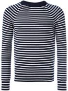 Saint Laurent Striped Crew Neck Jumper, Men's, Size: Xl, Blue, Wool