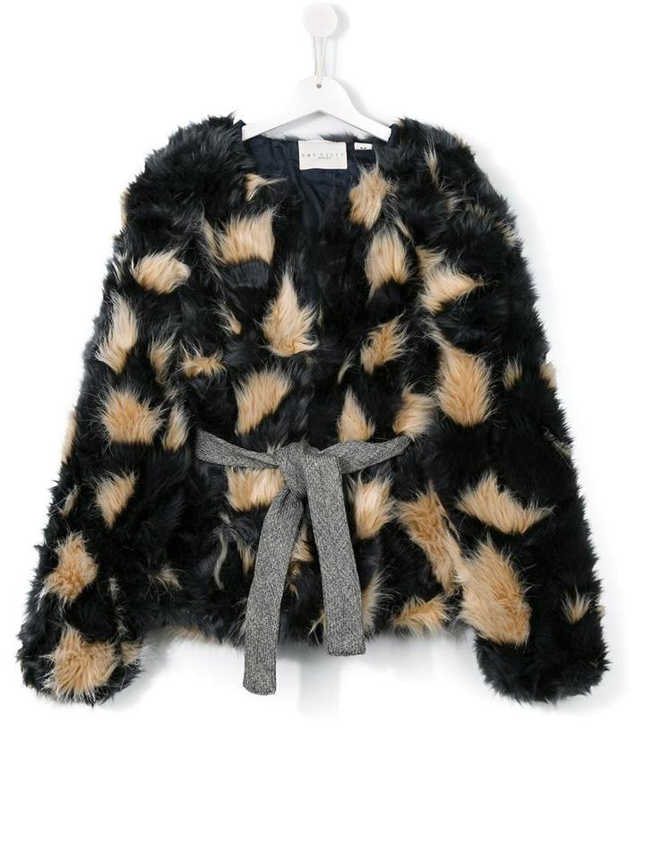 Une Fille Belted Faux Fur Jacket, Girl's, Size: 14 Yrs, Black