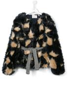 Une Fille Belted Faux Fur Jacket, Girl's, Size: 14 Yrs, Black