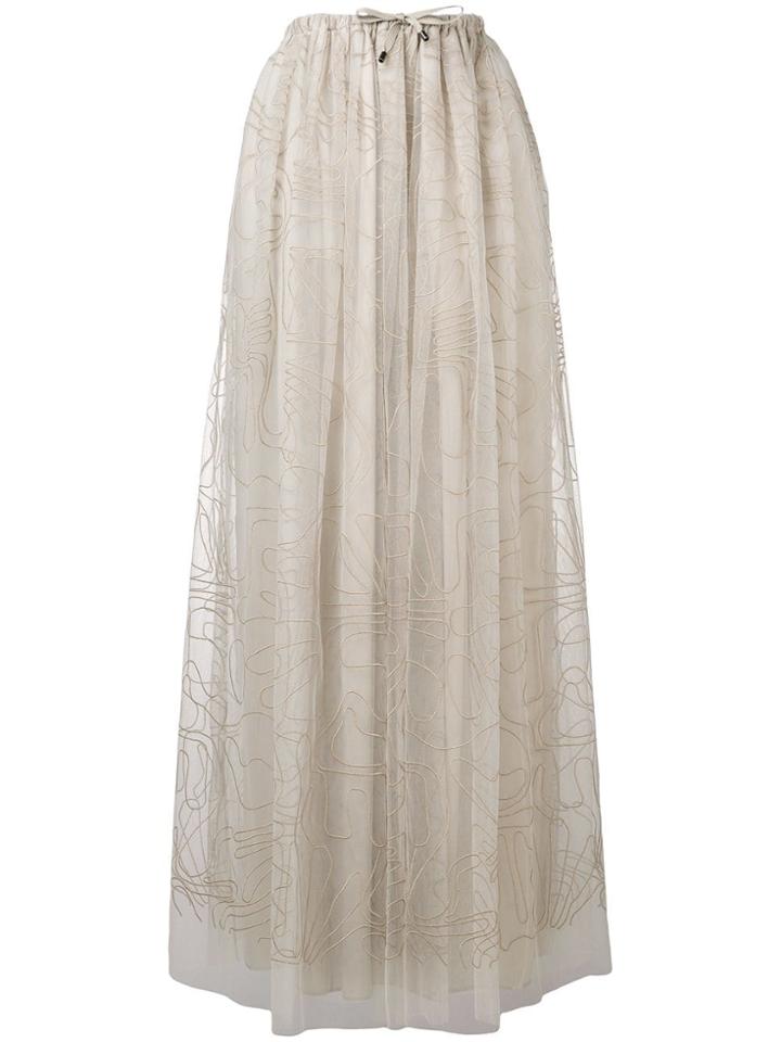 Brunello Cucinelli Embroidered Tulle Skirt - Neutrals