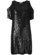 P.a.r.o.s.h. Cold Shoulder Sequin Dress, Women's, Black, Viscose/pvc