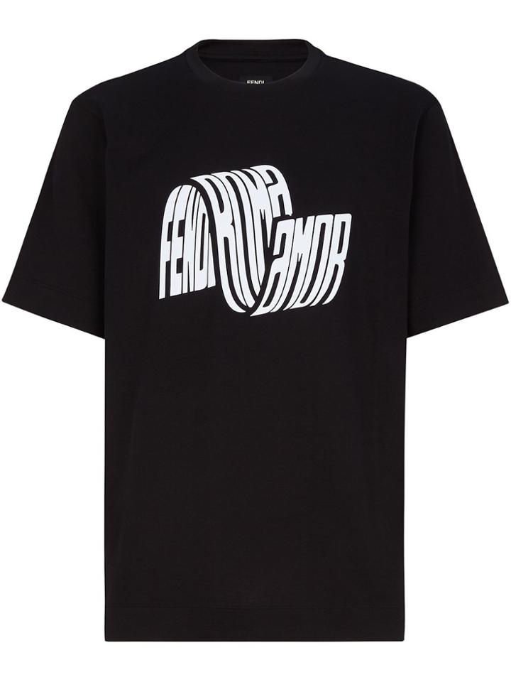 Fendi Wave Logo T-shirt - Black