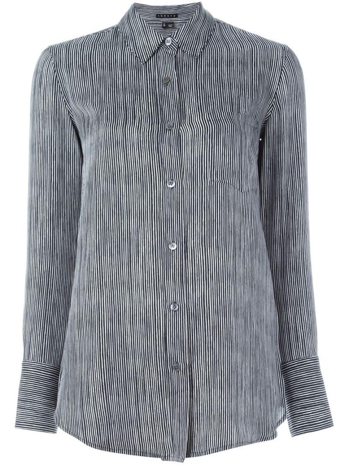 Theory Striped Shirt, Women's, Size: S, Blue, Silk
