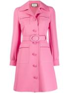 Gucci Gg Belted Shirt Dress - Pink