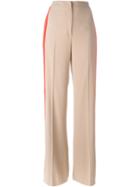 Msgm Contrasting Side Band Trousers, Women's, Size: 42, Nude/neutrals, Viscose/acetate/polyester