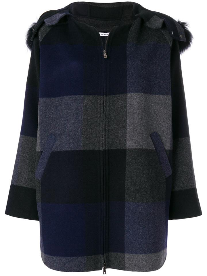 P.a.r.o.s.h. Check Print Coat - Blue