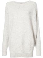 Adam Lippes Marled Wool Cashmere Boxy Crewneck Sweater - Grey