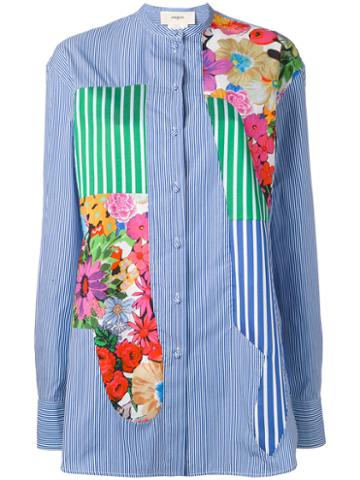 Ports 1961 - Floral Print Striped Shirt - Women - Cotton - 42, Blue, Cotton